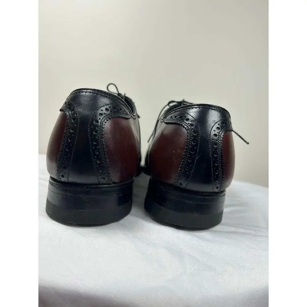 Florsheim Burgundy/Black Plain Toe Saddle Oxford men Size: 11 dress shoes office